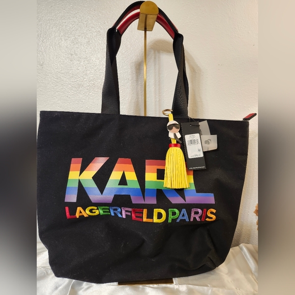 Karl Lagerfeld Black Tote with Rainbow Logo - Picture 3 of 6